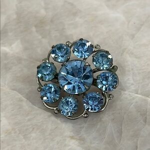 Elegant Blue Crystal Brooch